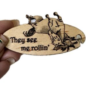 Unbranded Horse Lovers Laser "They See Me Rollin" Engraved Wooden Oval Key Ring